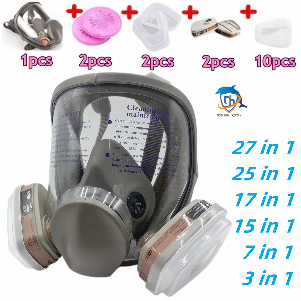 Dust Mask Construction - 전면 스프레이 보호 마스크, 산업용 방독면
